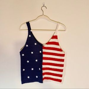 Anthropologie Moon & Madison Patriotic American Flag Knit Tank, Women’s size L